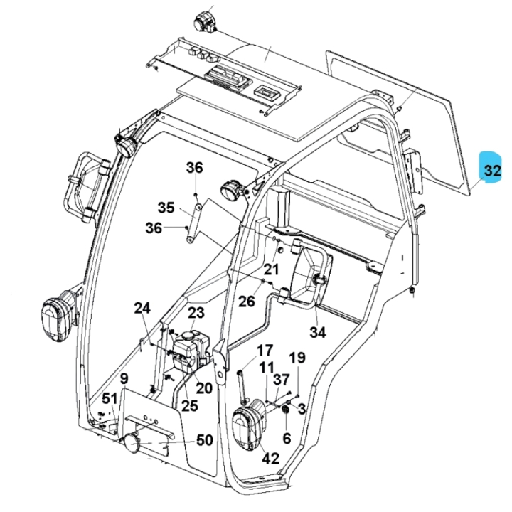 Rear Window 5019557-01 in the group Spare Parts / Spare Parts Rider / Spare parts Husqvarna P525DX at GPLSHOP (5019557-01)