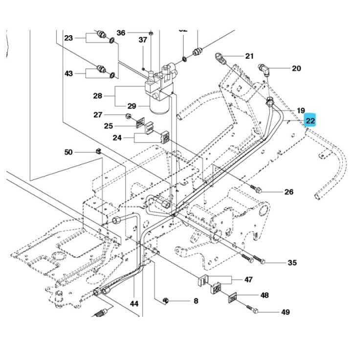 Hydraulic pipe in the group Spare Parts / Spare Parts Rider / Spare parts Husqvarna Rider 422 TS AWD at GPLSHOP (5042099-01)