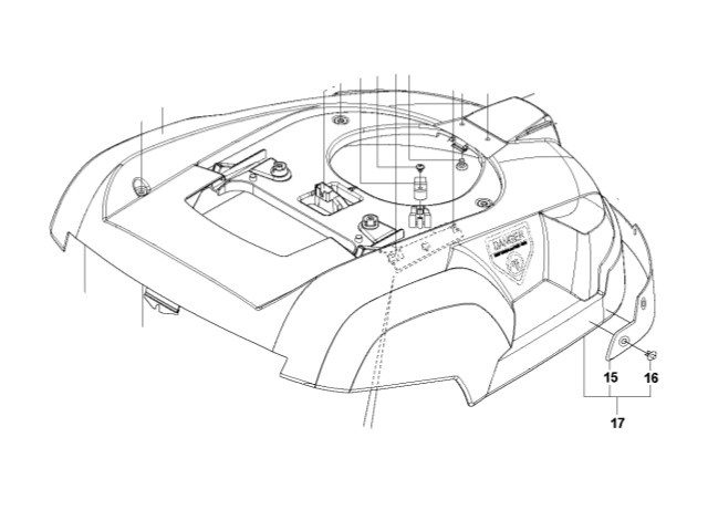 Body kit Solar Hybrid, black,Kit including new body & contact spacer in the group Spare Parts Robotic Lawn Mower / Spare parts Husqvarna Automower® Solar Hybrid / Automower Solar Hybrid - 2014 at GPLSHOP (5100967-05)