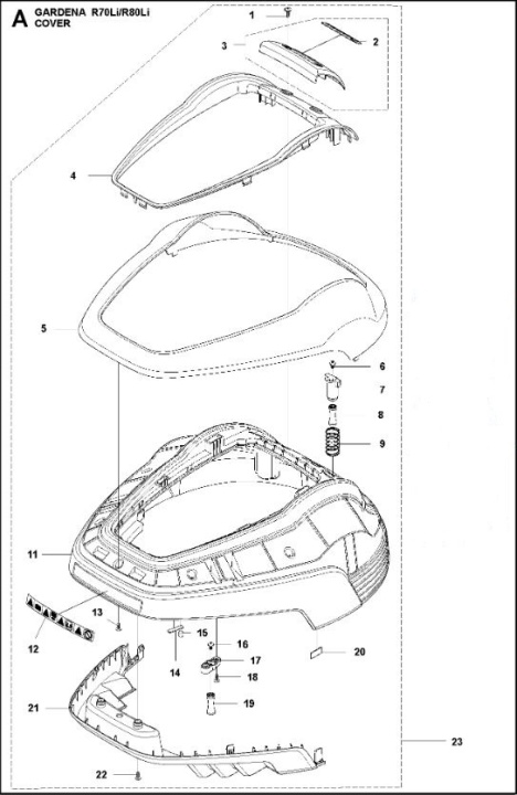 Body complete in the group Spare Parts Robotic Lawn Mower / Spare parts Gardena R80Li / Gardena R80Li - 2020 at GPLSHOP (5779553-12)