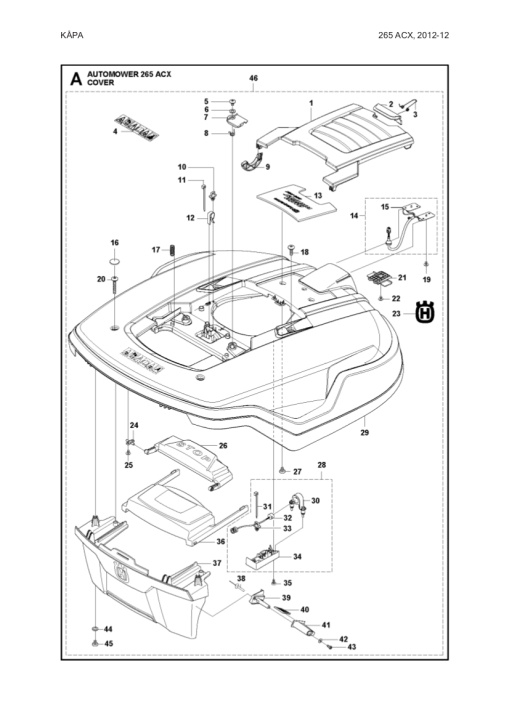 Body complete Automower 265 ACX in the group Spare Parts Robotic Lawn Mower / Spare parts Husqvarna Automower® 265 ACX / Automower 265 ACX - 2015 at GPLSHOP (5802926-02)