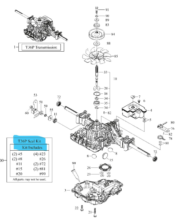 Seal kit in the group Spare Parts / Spare Parts Rider / Spare parts Husqvarna Rider 115B at GPLSHOP (5821642-01)
