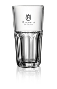 Husqvarna clear glass tumbler with Husqvarna logo - 31cl, 12 pcs in the group Husqvarna Forest and Garden Products / Husqvarna Clothing/Equipment / Workwear / Accessories at GPLSHOP (5902106-01)