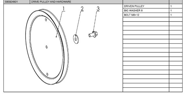 Drive pulley and hardware in the group Spare Parts / Spare parts Husqvarna Snow blowers / Spare parts Husqvarna ST124 at GPLSHOP (5959249-01)