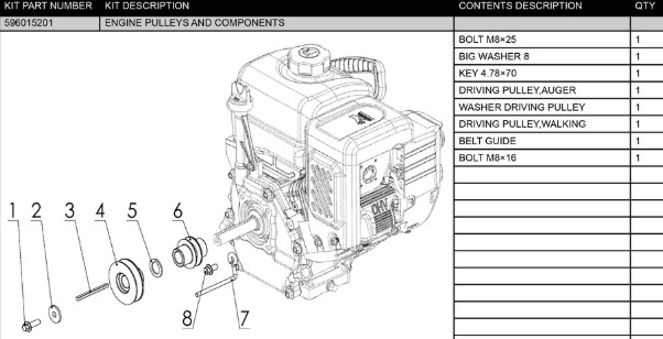 Engine pulley and components in the group Spare Parts / Spare parts Husqvarna Snow blowers / Spare parts Husqvarna ST124 at GPLSHOP (5960152-01)