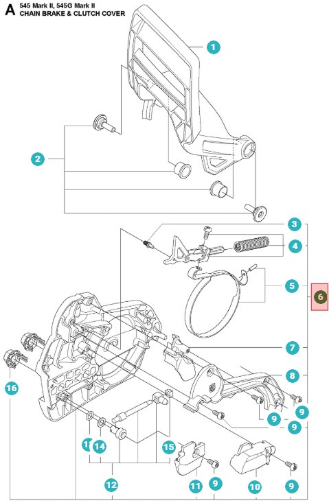 Clutch Cover Husqvarna 545, 545G, 545 Mark II, 555