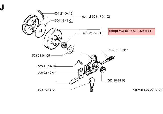 Clutch drum .325 7T 40, 45, 49, Jonsered 2041-2050