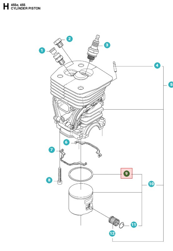 Piston Ring Husqvarna 455 Rancher, Jonsered CS2255