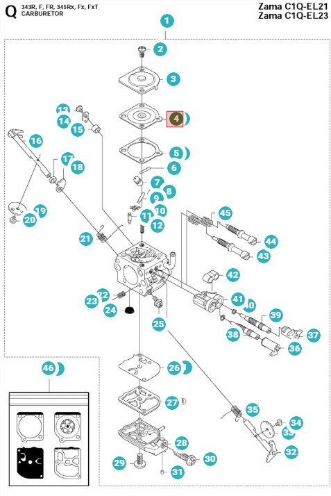 Control Diaphragm Husqvarna 245RX, 343FR, 345R, 55