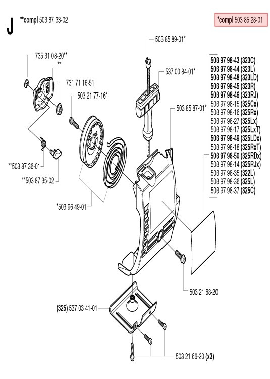 Starter Husqvarna 325RX, 327RDX, 326P5X