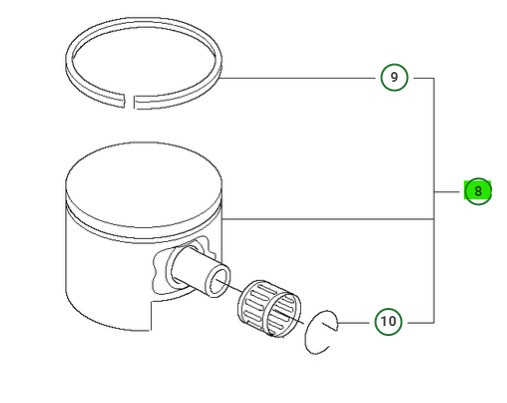 Piston Kpl 346XP 44,3mm 50CC Decomp