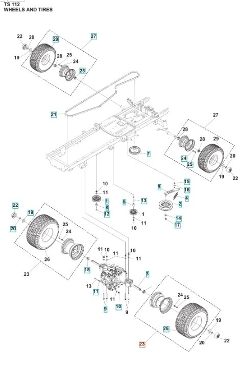 Wheel Kit TS 112, TS 114, TC 215T, TC 220T, TS 112, TS 114, TS 215T, TS 217T