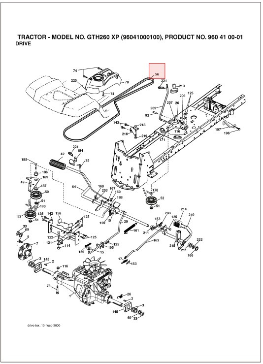 Transmission drive belt Husqvarna GTH260, GTH2648, LTH120, LTH145