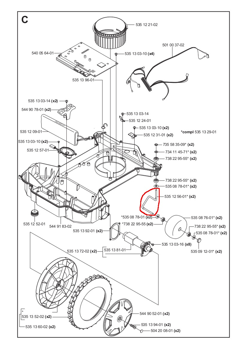 Spindle 5mm front wheel