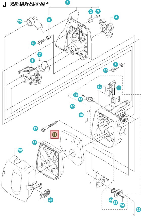 Air Filter 335FR, 335RX, 535RXT, 535FBX, CC2235