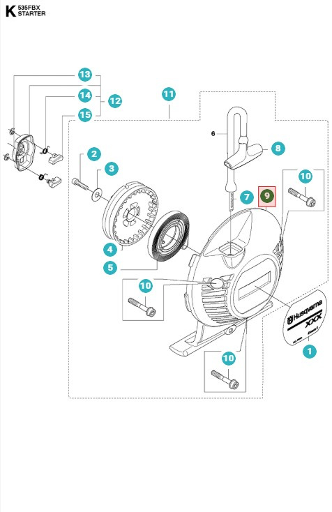 Starter Husqvarna 335FR, 335RX, 535RXT, 535FBX