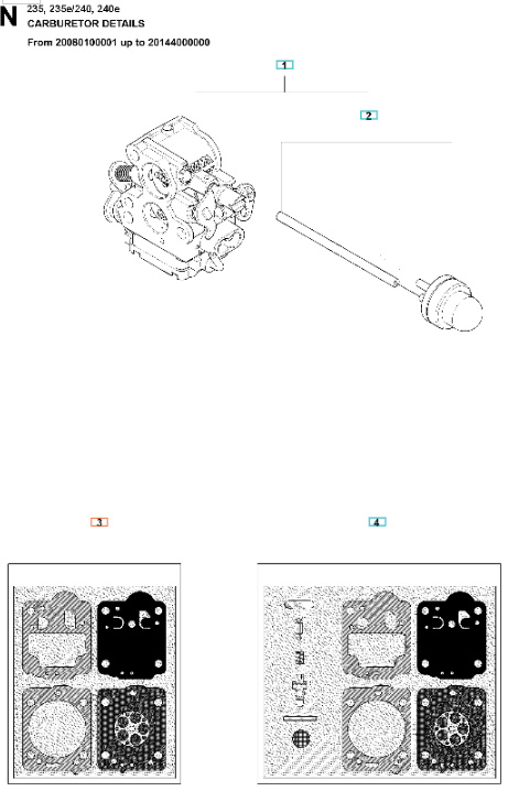 Kit Carburetor Gasket Husqvarna 240, CS2234