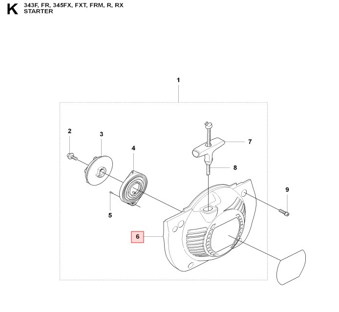 Starter housing 345FX, 345RX, 343FR