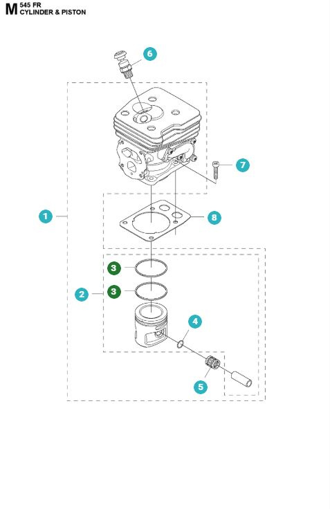 Piston ring 42mm Husqvarna 345FR, 545FR, 545FX, 545RX, FC/CC 2245