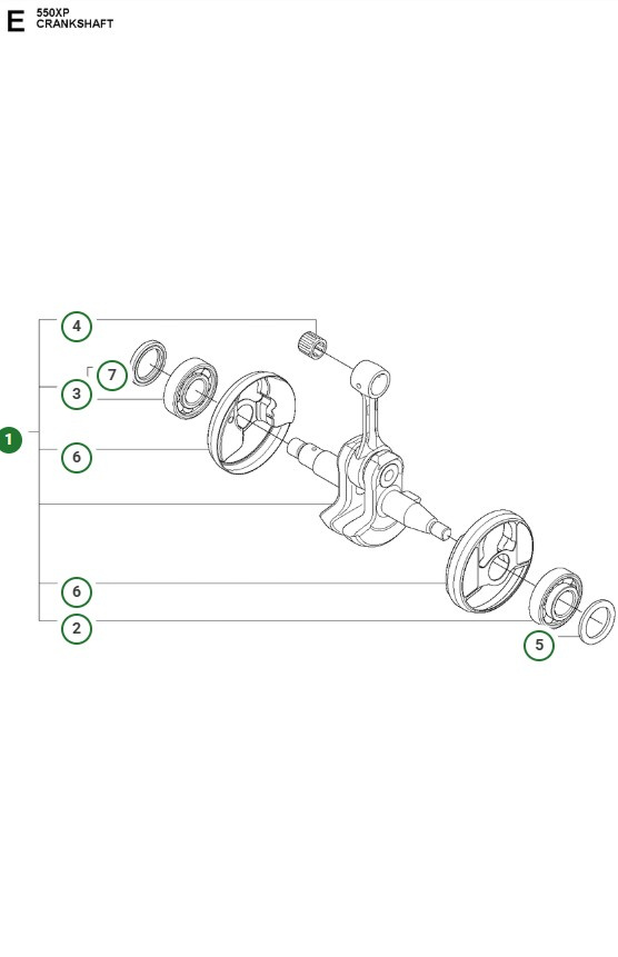 Crankshaft Kpl Husqvarna 550XP, Jonsered CS2253
