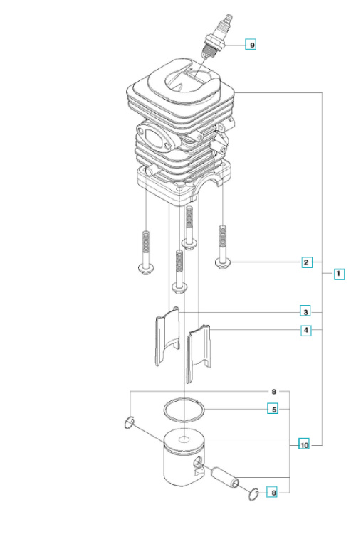 Cylinder, Piston Kit Husqvarna 120 Mark II, 236, 240