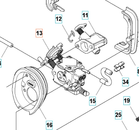 Carburettor 345FR, 545FR, 545FX, 545RX