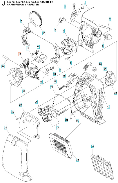 Carburettor 345FR, 545FR, 545FX, 545RX