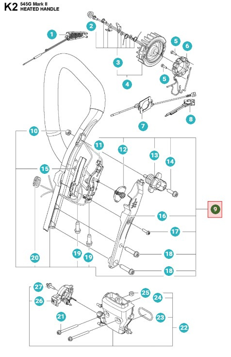 Front Handle Kit Heating 545G II, 550XPG II