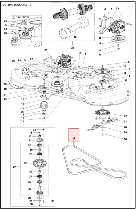Deck belt Husqvarna C155 (967293901)
