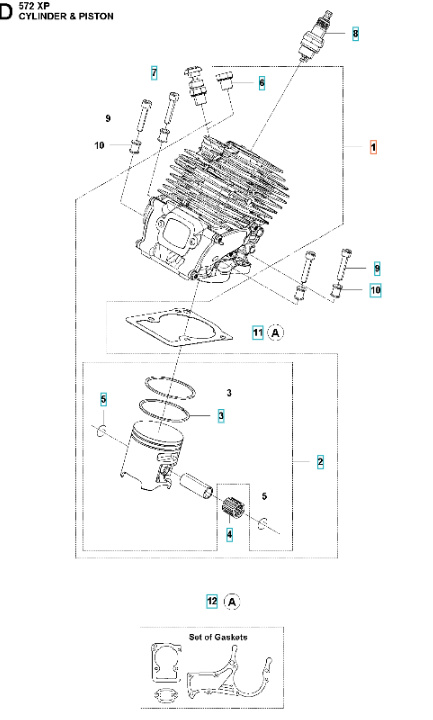Cylinder Assy Husqvarna 572XP, 572XPG
