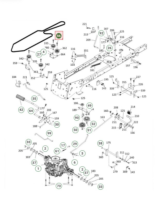 Drive belt Husqvarna TC142, TC238, TC239T, TC242, TC338 etc