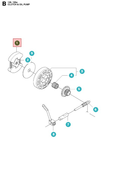 Clutch Husqvarna 120, 130, 135, 236, 240, CS2234, CS2238